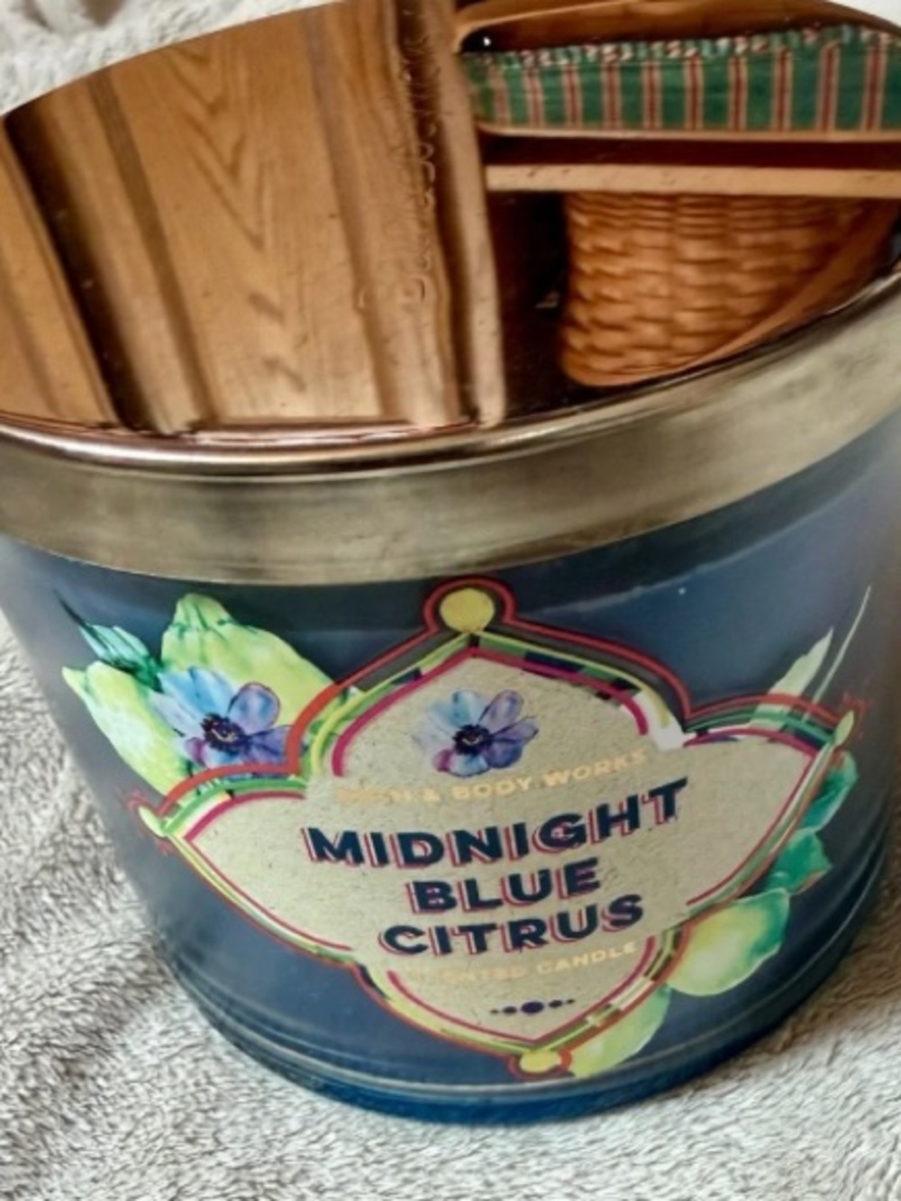 Bath & Body Works Navy Blue & Gold Jar Candle - Midnight Blue Citrus Accent